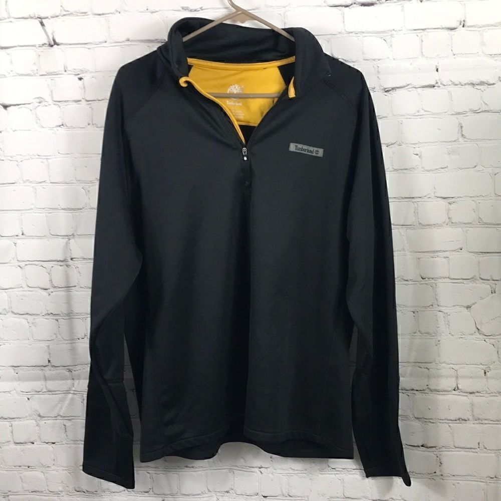 Timberland Sweatshirt 1/4 zip Black/yellow sz Large EUC